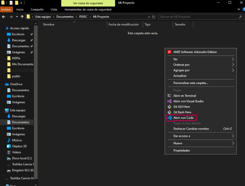 Abrir con VSCode